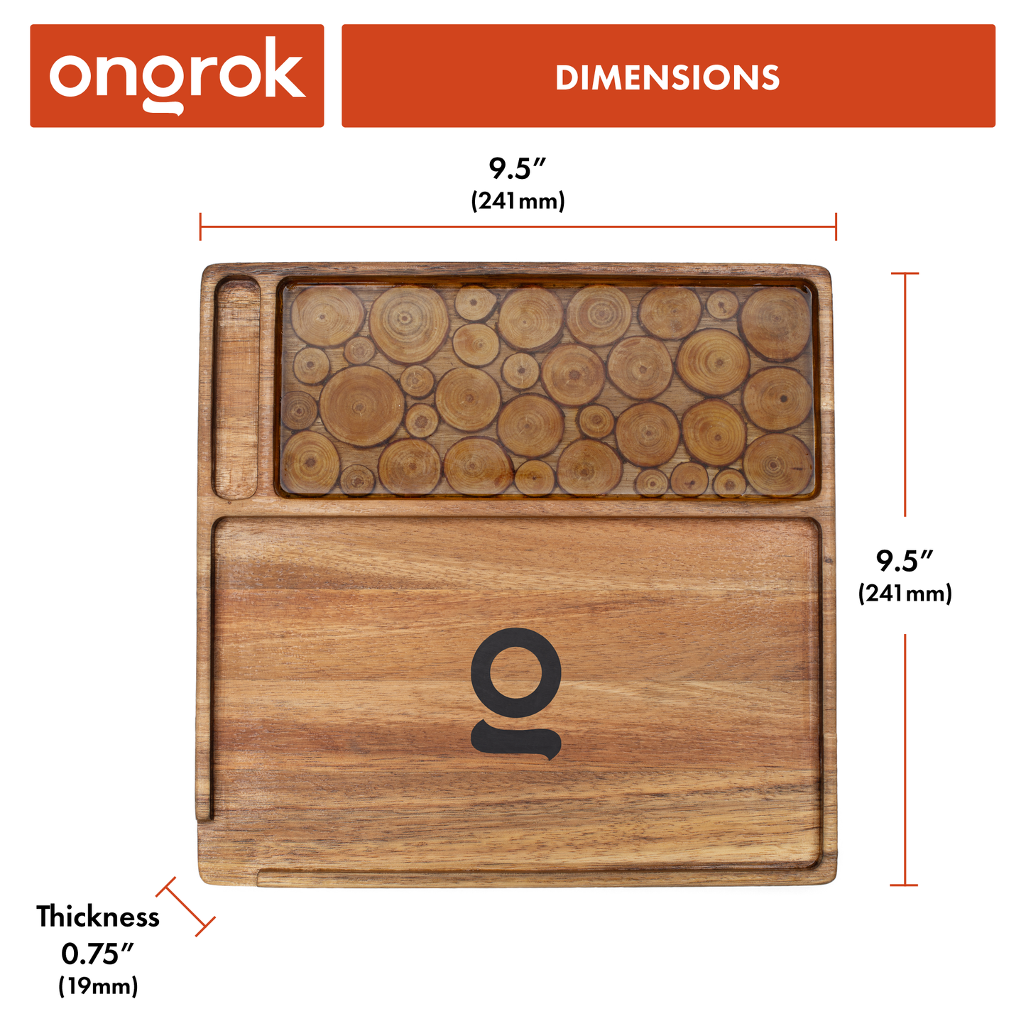 Premium Natural Acacia Wood Tray | 9.5" x 9.5"