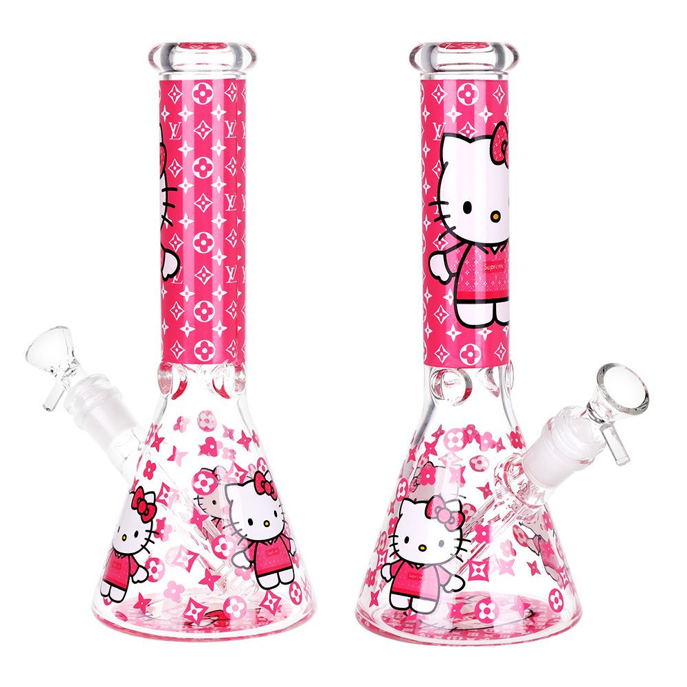 High Fashion Kitty Beaker Glass Water Pipe - 10" / 14mm F