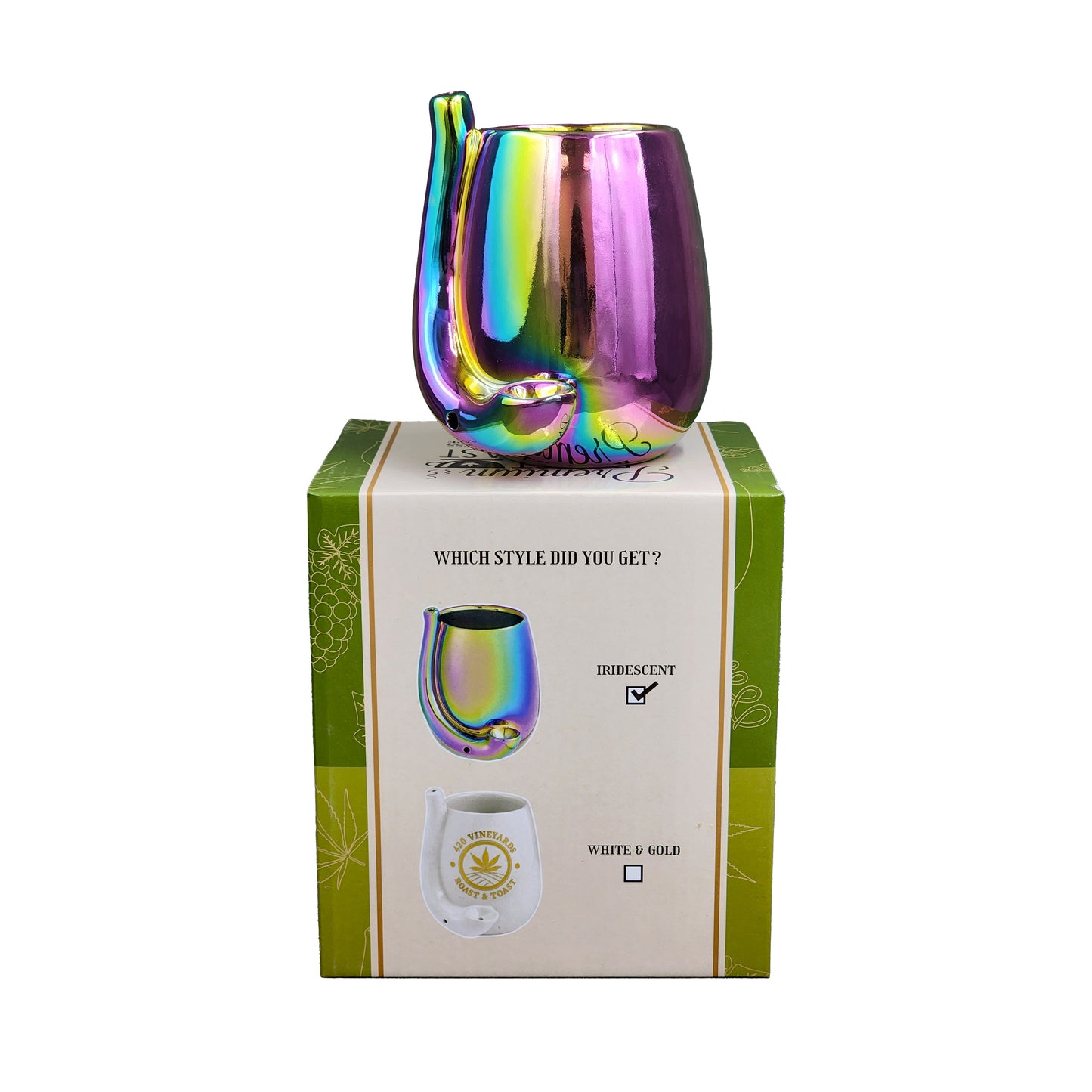 Iridescent Stemless Wine Glass Pipe