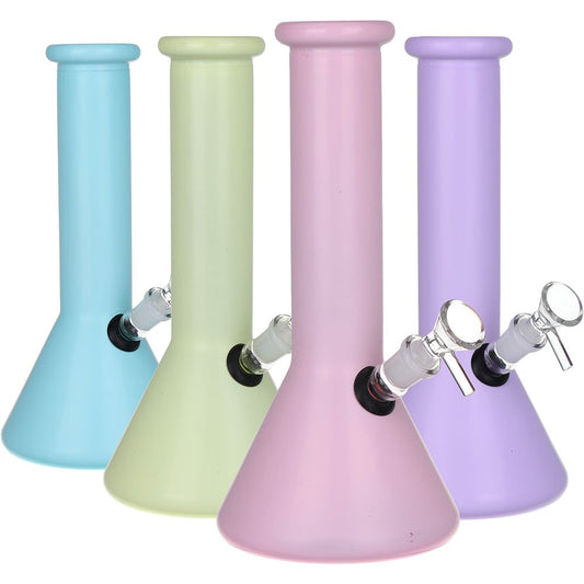 Pastel Beaker Glass Water Pipe - 9.75" / 14mm F / Colors Vary