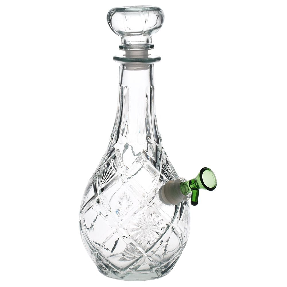 Vintage Decanter Style Glass Water Pipe w/ Cap - 9" / Lozenge