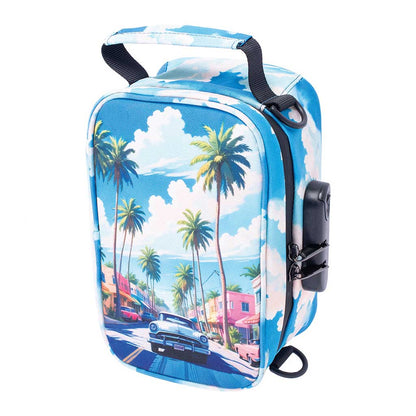 8.5IN X 5.5IN X 4.5IN SMELLPROOF BAG - PALM CITY RETRO