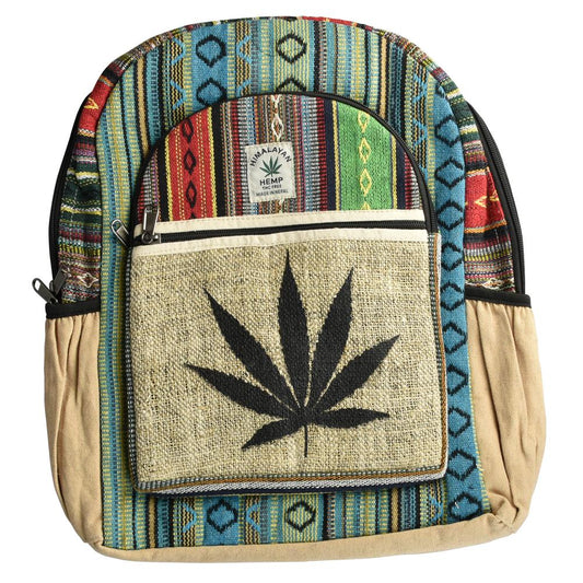 ThreadHeads Black Hemp Leaf Stripes Backpack