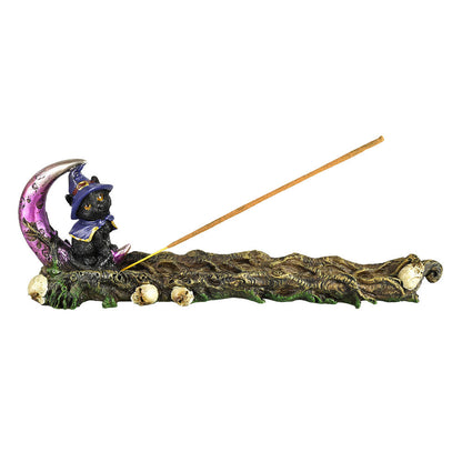 Black Magic Cat Polyresin Incense Burner - 11.5"