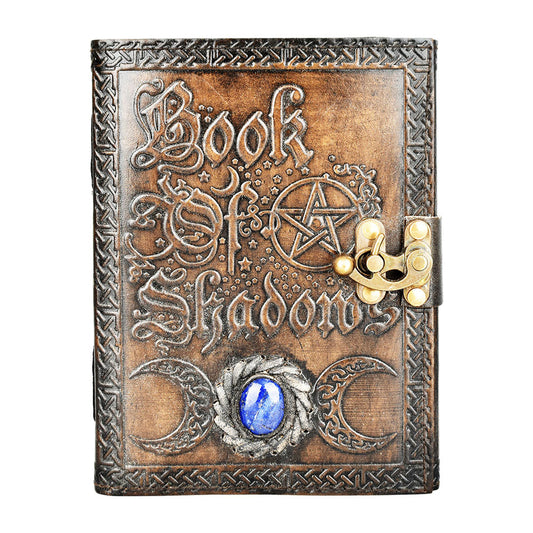 Book Of Shadows Embossed Leather Journal w/ Metal Closure - 6"x8"