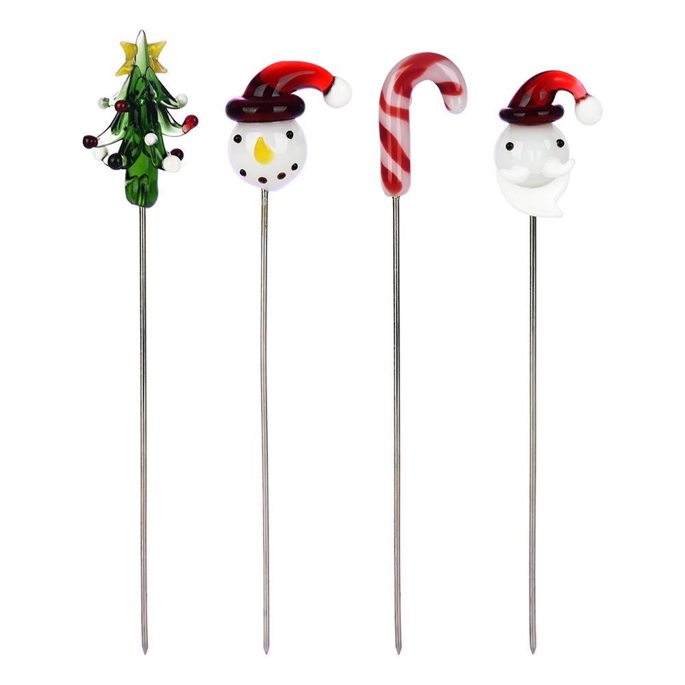 Christmas Collection Glass Tip Hairpin Poker Tool - 5" / 4ct