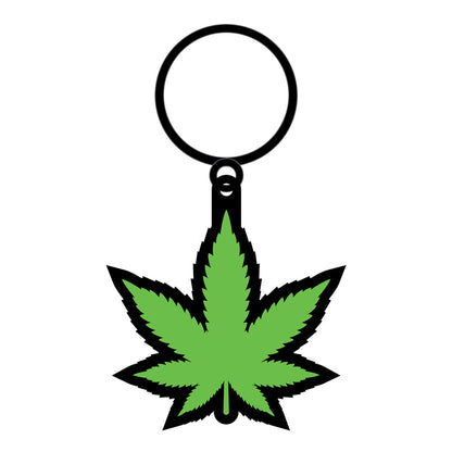 Weed Keychain Green Marijuana Leaf