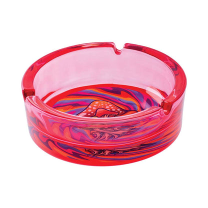 RED TRIPPY MUSHROOM GLASS ASHTRAY