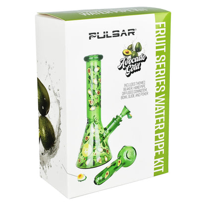 Pulsar Fruit Series Avocado Gold Herb Pipe Glow Duo - 10" / 14mm F