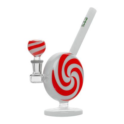 Hemper Jollypop Candy Cane Glass Water Pipe - 6.75" / 14mm