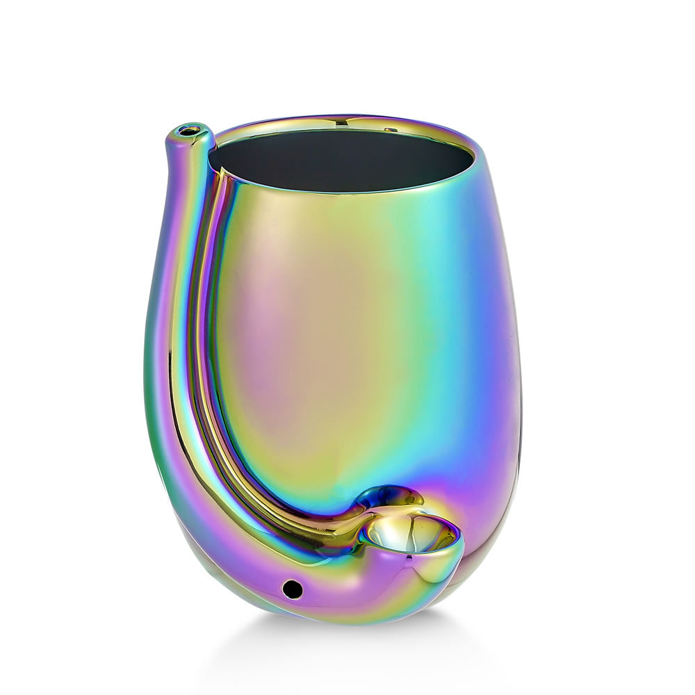 Iridescent Stemless Wine Glass Pipe